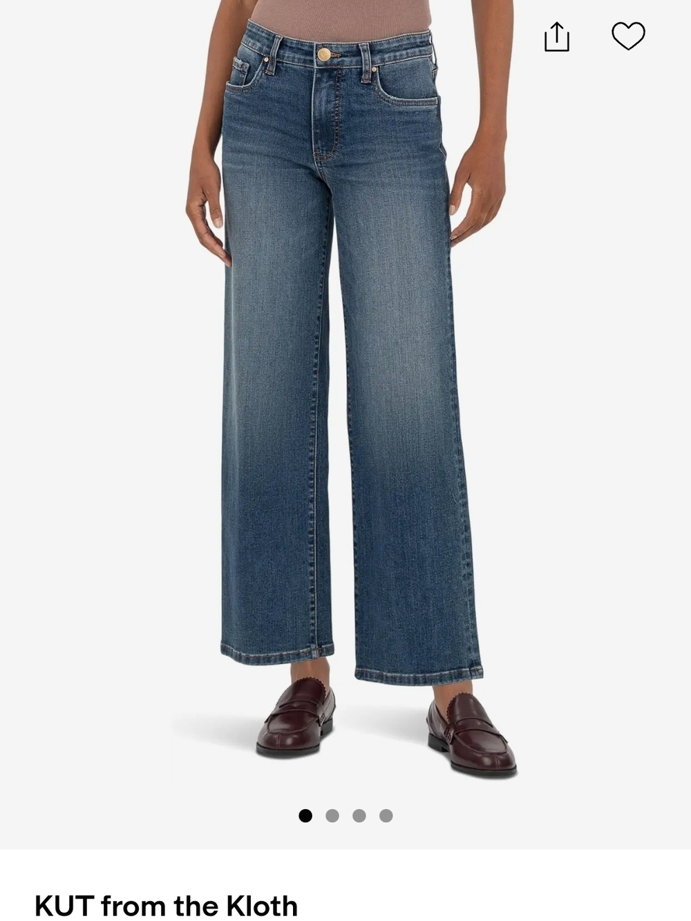 Kut from the Kloth Cropped Wide Leg Charlotte Fab Ab Jeans in Medium Blue